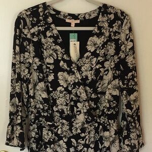 Skies Are Blue Black and White Floral romper